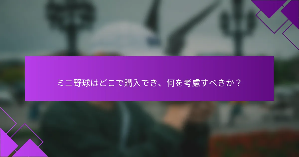 ミニ野球はどこで購入でき、何を考慮すべきか？