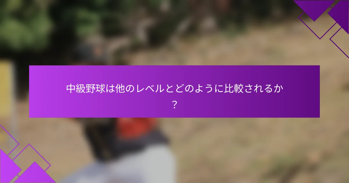 中級野球は他のレベルとどのように比較されるか？